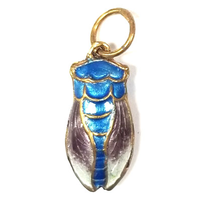 ENAMEL CICADA 11X24MM LIGHT BLUE
